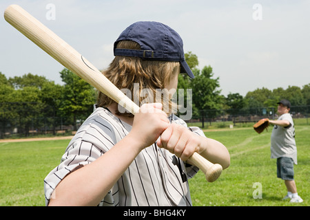 Père et fils jouent au base-ball Banque D'Images