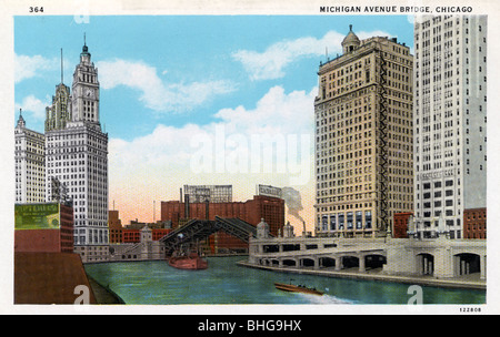 Michigan Avenue Bridge, Chicago, Illinois, USA, 1928. Artiste : Inconnu Banque D'Images