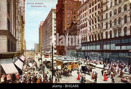 State Street, Chicago, Illinois, USA, 1910. Artiste : Inconnu Banque D'Images