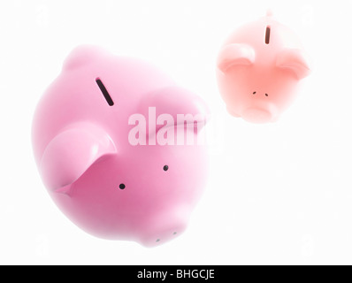 Piggy Banks on white Banque D'Images