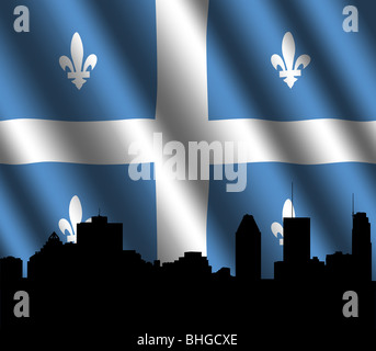 Ville de Montréal avec drapeau du Québec illustration ridée Banque D'Images