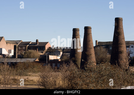 La poterie à l'abandon trois fours bouteilles à Burslem, Stoke-on-Trent Banque D'Images