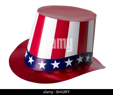 Oncle Sam Top Hat patriotique 4 juillet rouge blanc bleu stars stripes Banque D'Images