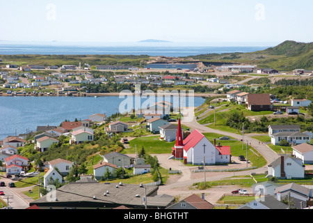 Une vue de Gun Hill du village de pêcheurs de Terre-Neuve, Harbour Breton Banque D'Images
