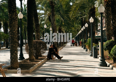 La Promenade Explanada de España à Alicante Banque D'Images