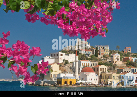 Kastellorizo ville , Vue générale, île de Megisti, Dodécanèse , Grèce Banque D'Images