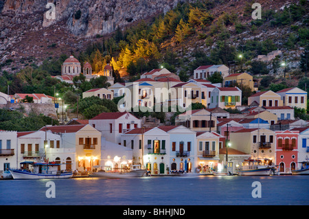 Kastellorizo ville , Vue générale, île de Megisti, Dodécanèse , Grèce Banque D'Images