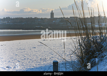 West Sands in the Snow, St Andrews, Écosse Banque D'Images