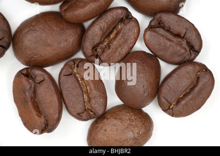 Les grains de café torréfiés close up Banque D'Images
