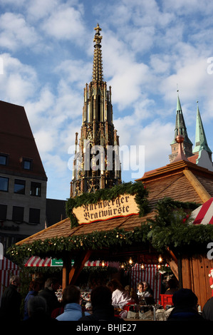 Christkindlmarkt, marché de Noël de Nuremberg, la Frauenkirche, Franconia, Bavaria, Germany Banque D'Images