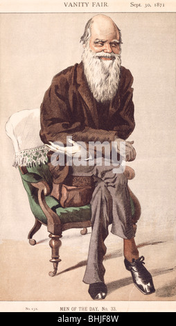Caricature de Charles Darwin, 1871. Artiste : Inconnu Banque D'Images