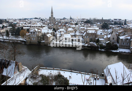 Avis de MONTMORILLON, la France dans la neige Banque D'Images