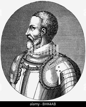 Guise, François I de Lorraine, duc de, 17.2.1519 - 24.2.1563, le français général et homme politique, portrait, side view, gravure sur cuivre, 16e siècle, l'artiste a le droit d'auteur , de ne pas être effacé Banque D'Images