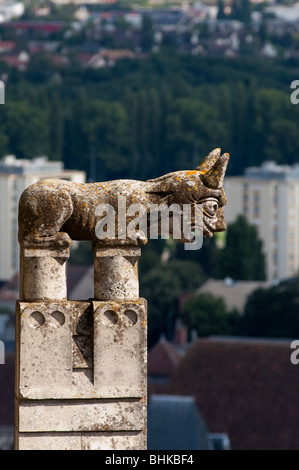 Chartres, France - Cathédrale notre Dame, Gargoyle gros plan, détail architectural, plein air, jour, religion du moyen âge Banque D'Images