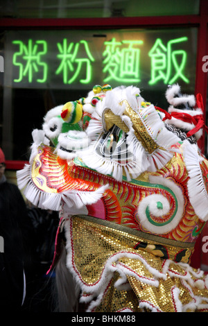 Le Nouvel An chinois 2010 dans Gerrard Street, Chinatown, Londres, Angleterre Banque D'Images