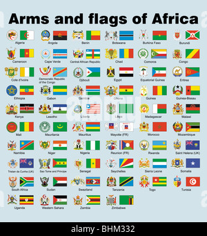 Armoiries et drapeau de l'Afrique Banque D'Images