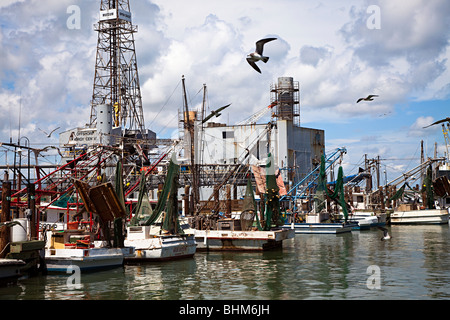 Les bateaux de pêche dans la région de Harbour Galveston Texas USA Banque D'Images