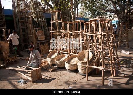 Un marché de meubles dans la ville de Jodhpur, Rajasthan Inde Banque D'Images