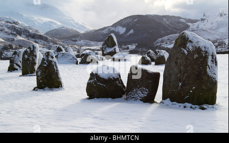 Cercle de pierres de Castlerigg stonecircle à Keswick. La région de Cumbria. Le Lake District. La Grande-Bretagne. (Parfois appelé Keswick Carles.) Banque D'Images