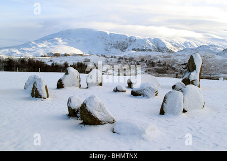 Cercle de pierres de Castlerigg stonecircle à Keswick. La région de Cumbria. Le Lake District. La Grande-Bretagne. (Parfois appelé Keswick Carles.) Banque D'Images