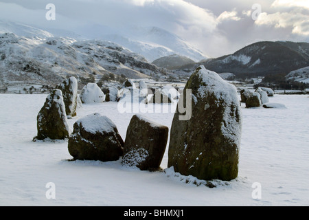 Cercle de pierres de Castlerigg stonecircle à Keswick. La région de Cumbria. Le Lake District. La Grande-Bretagne. (Parfois appelé Keswick Carles.) Banque D'Images