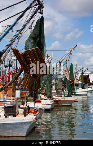 Les bateaux de pêche dans la région de Harbour Galveston Texas USA Banque D'Images