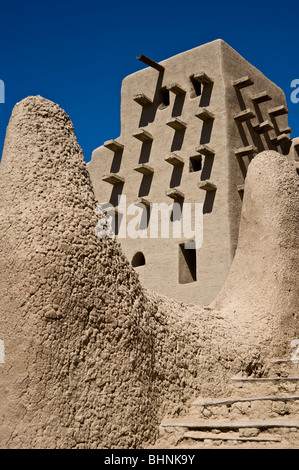 Détail de la grande mosquée de Djenné; Mali, Afrique de l'Ouest Banque D'Images