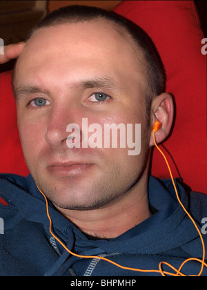 L'homme au casque Banque D'Images