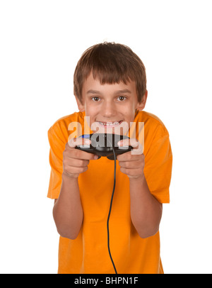 Un garçon à l'ordinateur ou les jeux vidéos Banque D'Images