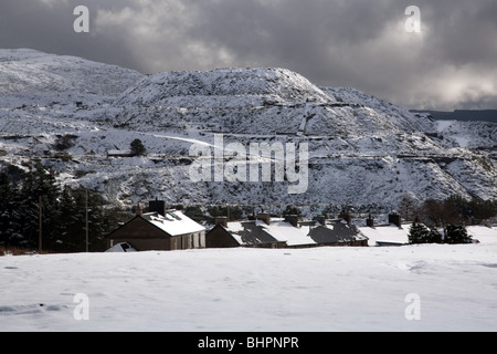 Ardoise de Llechwedd Mine / sous la neige comme vu le formulaire A410 voyageant dans Blaenau Ffestiniog. Banque D'Images