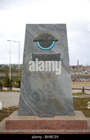 Memorial à Ushuaia, Argentine ; à la General Belgrano qui a été coulé pendant la guerre des Malouines de 1982 Banque D'Images