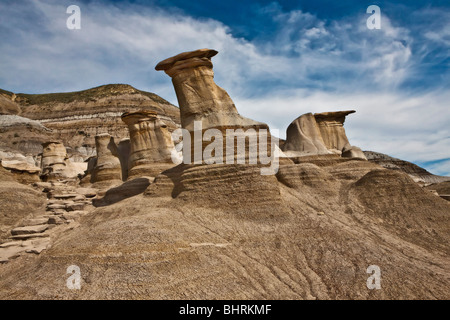 Hoodoos près de Drumheller - Alberta - Canada Banque D'Images