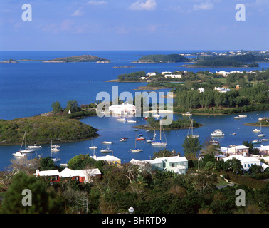 Vue sur la baie, la baie de Jew, la paroisse de Southampton, les Bermudes Banque D'Images