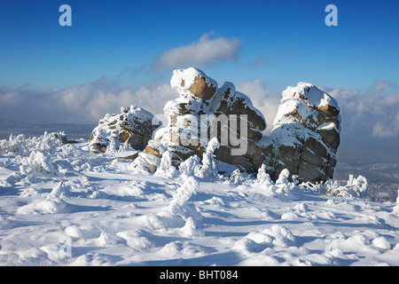 Paysage d'hiver dans les montagnes de Karkonosze, Pologne Banque D'Images