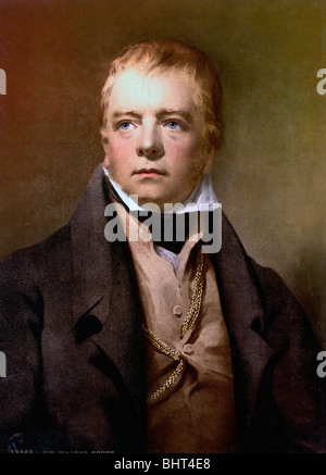 Portrait de Sir Walter Scott (1771-1832), écrivain et poète écossais et l'un des plus grands romanciers historiques. Banque D'Images