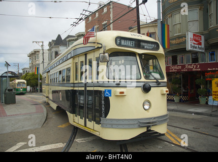 Tramway PCC sur Market Street, San Francisco, California USA Banque D'Images