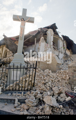 L'église du Sacré Coeur détruites à Port-au-Prince après un séisme de 7,0 MW a frappé Haïti le 12 janvier, 2010 Banque D'Images