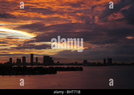 Coucher de soleil de Miami Banque D'Images