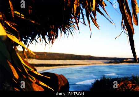 Une plage dans le soleil du matin Banque D'Images