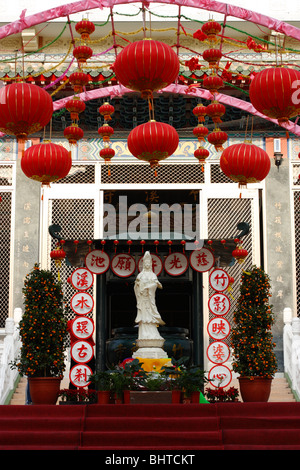 Décorations du Nouvel An chinois à Zhu Xi Temple Bouddhiste et un monastère à Tainan, Taiwan. Banque D'Images