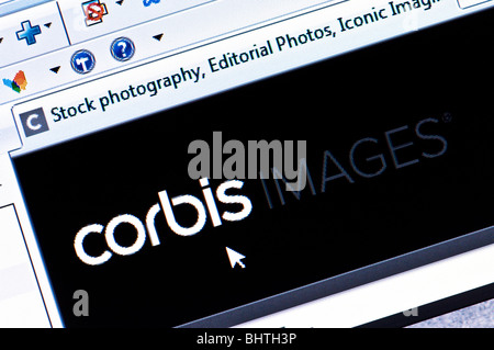 Capture d'écran de la Macro Corbis site web. Corbis vend et distribue des films et de la photographie. Usage éditorial uniquement. Banque D'Images