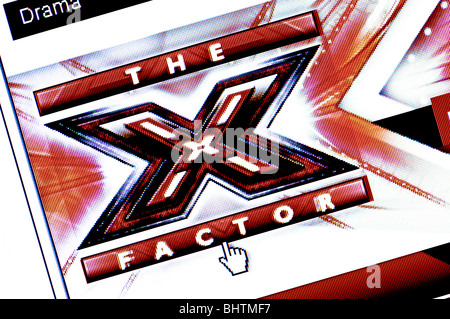 Capture d'écran de macro le site internet de l'émission de télévision X Factor - pop stars en herbe peuvent désormais télécharger des vidéos d'audition. Usage éditorial uniquement. Banque D'Images