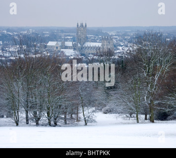 La Cathédrale de Canterbury Vue de l'Université du Kent, au Royaume-Uni. Banque D'Images