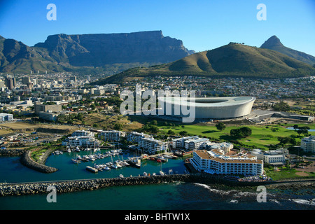 Vue aérienne de Green Point Stadium construit pour la coupe du monde de football FIFA 2010 en Afrique du Sud en 2010 Banque D'Images