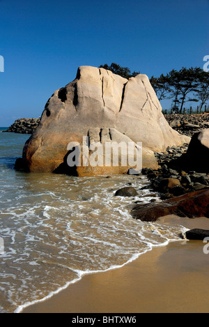 La plage pittoresque de la baie du Bengale sous ciel bleu dans le sud de l'Inde Banque D'Images