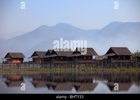 Le Myanmar, Birmanie, lac Inle, hôtel de villégiature, l'État de Shan, Banque D'Images
