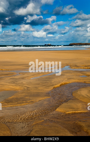 Plage à marée basse ; Gwithian, Cornwall Banque D'Images