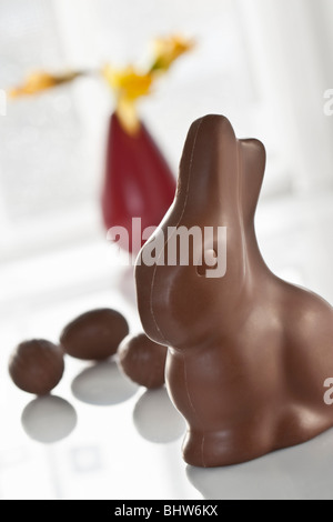 Close up of chocolate Easter Bunny, still life Banque D'Images