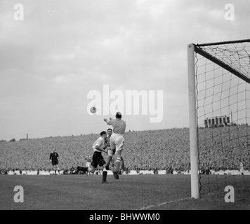 Accueil International Championnat et de la Coupe du Monde 1954 match de qualification à Ninian Park, Cardiff. Pays de Galles v Angleterre 1 4. De l'action Banque D'Images