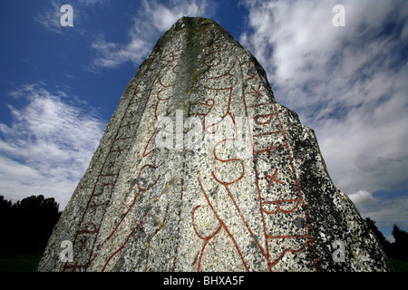 Pierre runique, Anundshög, Västerås, Västmanland, Suède Banque D'Images